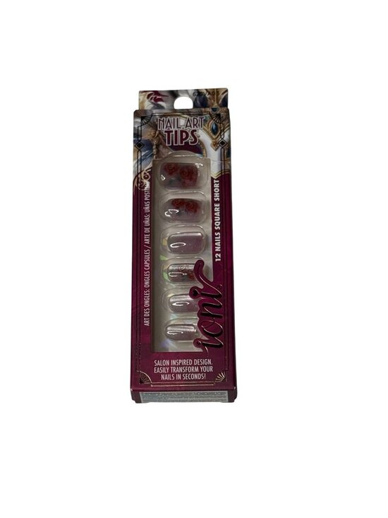 IONI Other - Ioni Veil of Allure Nail Art Tips – 12 Short Square Press On Nails Roses